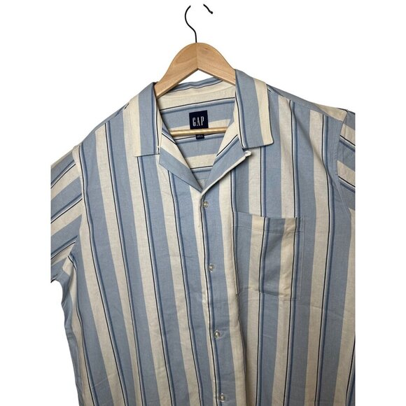 Gap Blue & White Striped Short Sleeve Button-Up Shirt Size XL, NEW - Picture 5 of 10